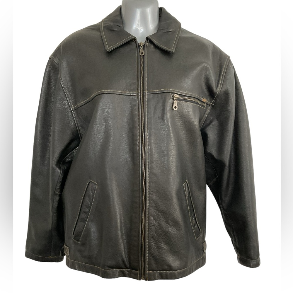 Guess oversized genuine leather jacket
